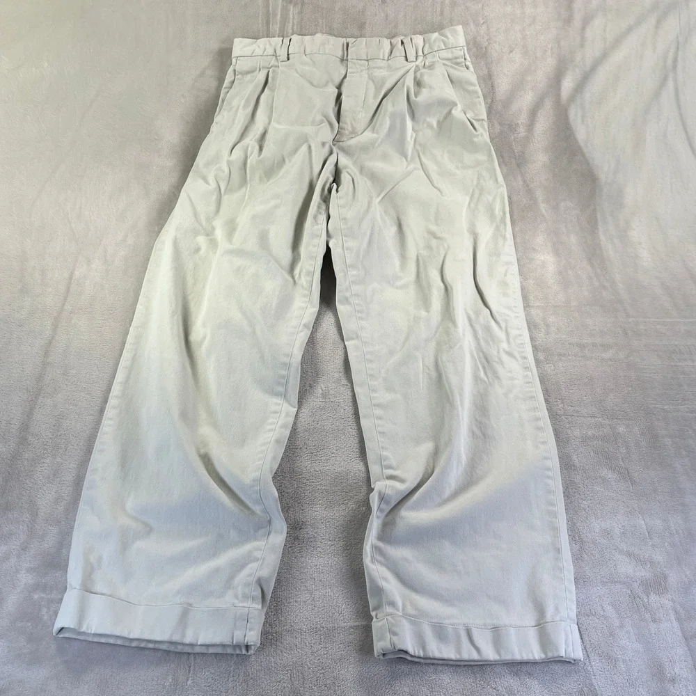 BR Y2K Smithfield Chinos 34x32 Beige 90s Style Pleated Pants Preppy Old Money